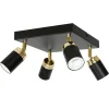 Wohnzimmerlampen|Metall Lampen*Luminex Deckenspot eckig 4-flammig GU10 Schwarz Gold EVIE