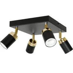 Wohnzimmerlampen|Metall Lampen*Luminex Deckenspot eckig 4-flammig GU10 Schwarz Gold EVIE