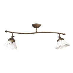 Spots|Badezimmer Lampe*Giovanni Battista Deckenspot 2-flammig B: 69 cm Messing Keramik schwenkbar