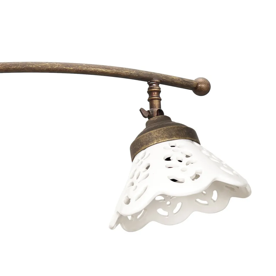 Spots|Badezimmer Lampe*Giovanni Battista Deckenspot 2-flammig B: 69 cm Messing Keramik schwenkbar