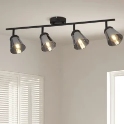 Deckenleuchten|Flurlampen*Searchlight Deckenspot 4-flammig B: 83 cm Schwarz Rauchgrau E14