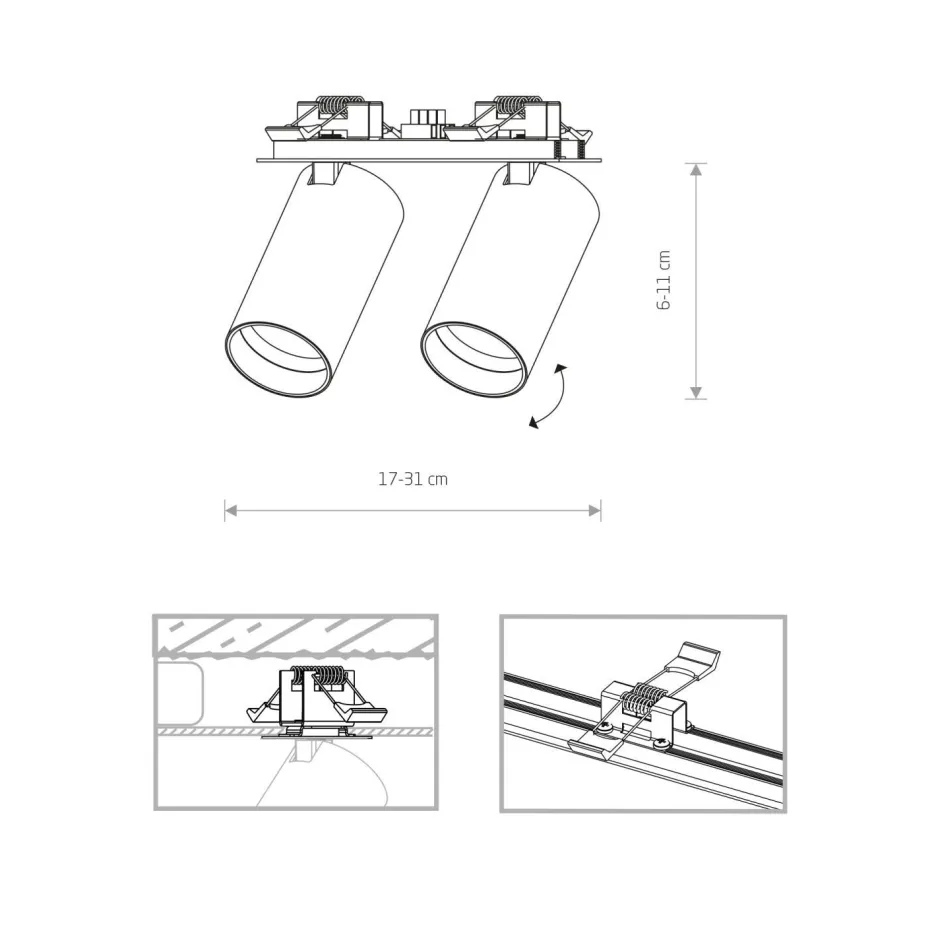 Nowodvorski Deckenspot 2-flammig GU10 Schwarz Metall Unterputz< Spots|Flurlampen
