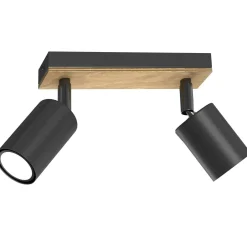 Spots|Flurlampen*Luminex Deckenspot flexibel Holz Metall Schwarz L:20 cm GU10