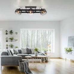 Just Light Deckenspot Glas Metall E27 90 cm 3-flammig schwenkbar< Flurlampen|Bürolampen