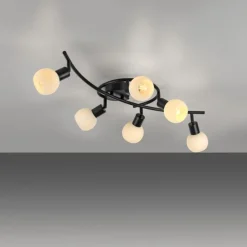 Flurlampen|Bürolampen*Just Light Deckenspot Glas Metall 6-flammig inkl E14 5 W flexibel