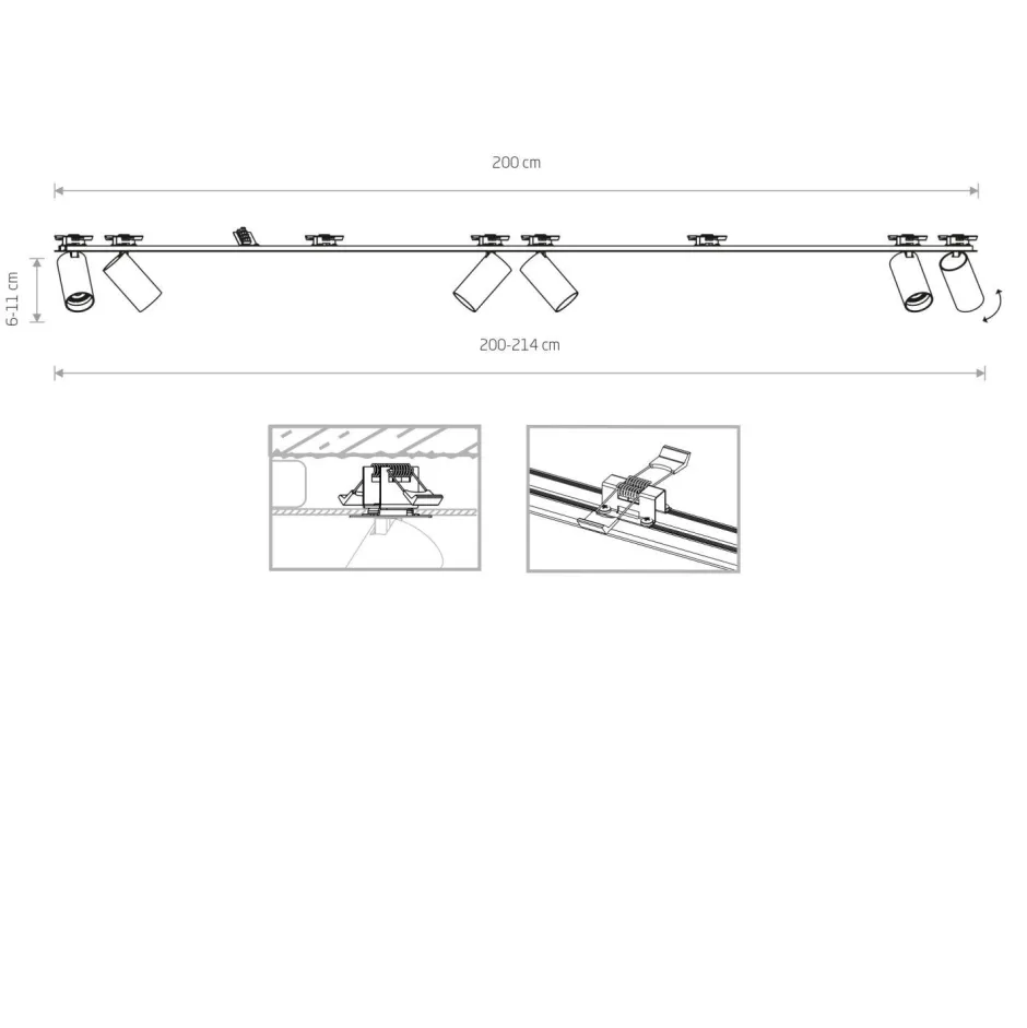 Nowodvorski Deckenspot groß 2x 2 m 6-flammig GU10 Weiß Unterputz< Deckenleuchten|Spots