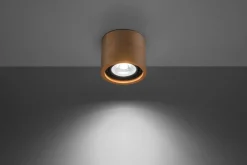 Sollux Deckenspot Holz Ø 14 cm H: 10 cm klein GU10 DIWO< Holzlampen|Moderne Lampen