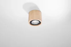 Sollux Deckenspot Holz Ø 14 cm H: 10 cm klein GU10 DIWO< Holzlampen|Moderne Lampen