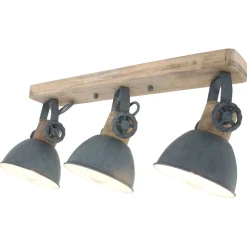 Deckenleuchten|Spots*Steinhauer Deckenspot Holz Metall Grün 59 cm E27 3-flmg flexibel