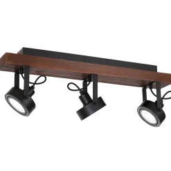 Spots|Flurlampen*Luminex Deckenspot Holz Metall Schwarz L:75 cm GU10 verstellbar