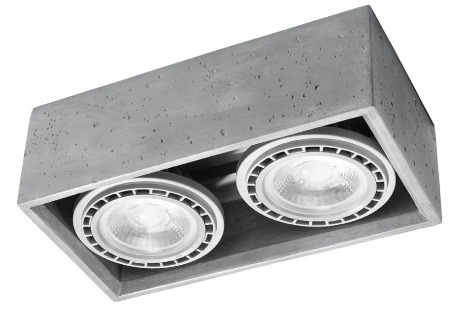 Küchenlampen|Betonlampen*Sollux Deckenspot innen Beton 27 cm lang eckig 2-flammig GU10