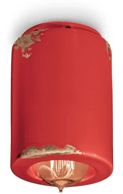 Ferroluce Deckenspot Keramik Ø 8,5 cm rund Aufputz E14 Retro< Wohnzimmerlampen|Keramiklampen