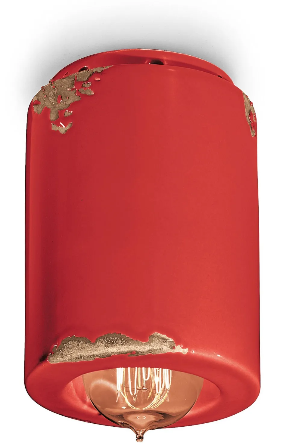 Ferroluce Deckenspot Keramik Ø 8,5 cm rund Aufputz E14 Retro< Wohnzimmerlampen|Keramiklampen