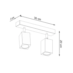 Deckenleuchten|Flurlampen*Sollux Deckenspot Modern Holz 2-flammig 30 cm lang GU10 wohnlich