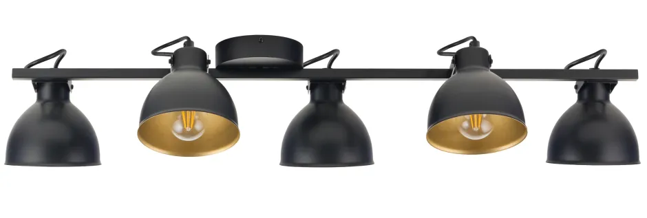 Deckenleuchten|Spots*Sigma Deckenspot Schwarz Gold L:96 cm verstellbar E27 5-flmg