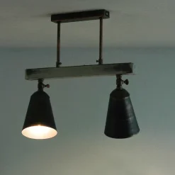 Luminex Deckenspot Shabby Kupfer 2-flammig E27 Metall Holz< Deckenleuchten|Esszimmer Lampen