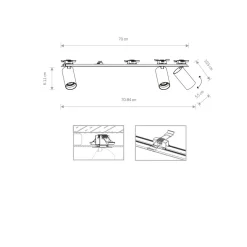 Nowodvorski Deckenspot Unterputz 70 cm lang 3-flammig GU10 Schwarz Messing< Deckenleuchten|Spots