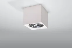 Sollux Deckenspot Weiß Keramik H: 14 cm klein bemalbar Würfel< Wandleuchten|Flurlampen