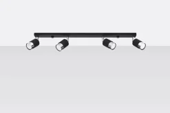 Sollux Deckenstrahöer Schwarz Chrom 81 cm lang schmal 4-flammig< Wohnzimmerlampen|Moderne Lampen