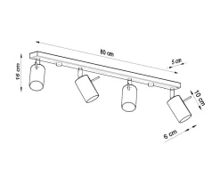 Sollux Deckenstrahler Chrom 80 cm lang 4-flammig länglich< Moderne Lampen|Küchenlampen
