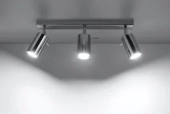 Wohnzimmerlampen|Moderne Lampen*Sollux Deckenstrahler ETNA Metall Chrom 3-flammig GU10