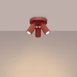 Sollux Deckenstrahler 3-flammig Ø 19,5 cm klein schwenkbar Rot GU10< Flurlampen|Wohnzimmerlampen