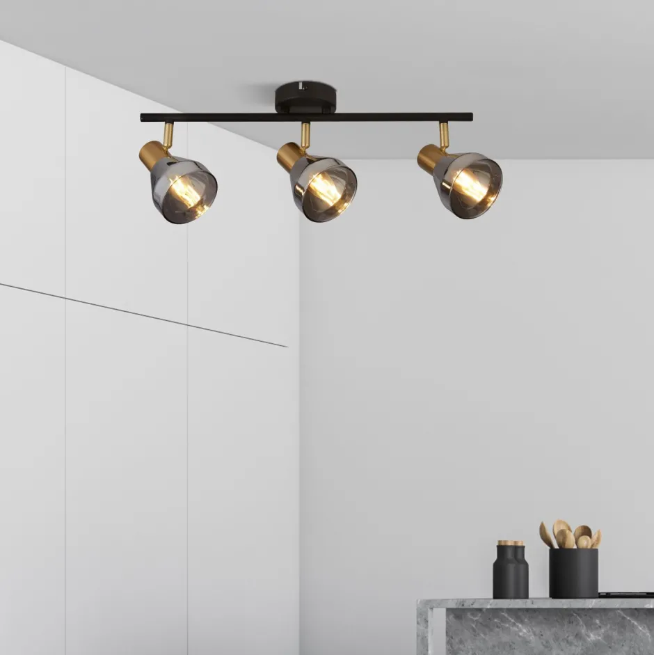 Searchlight Deckenstrahler 3-flammig B: 59 cm E14 Glas Metall verstellbar< Deckenleuchten|Flurlampen