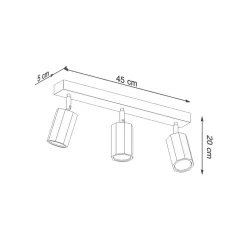 Sollux Deckenstrahler 3-flammig GU10 schwenkbar B: 45 cm Holz< Deckenleuchten|Flurlampen