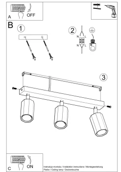 Sollux Deckenstrahler 3-flammig GU10 schwenkbar B: 45 cm Holz< Deckenleuchten|Flurlampen