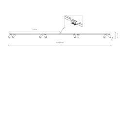 Metall Lampen|Wohnzimmerlampen*Nowodvorski Deckenstrahler 8-flammig GU10 Weiß 3 m lang Modern COLENE