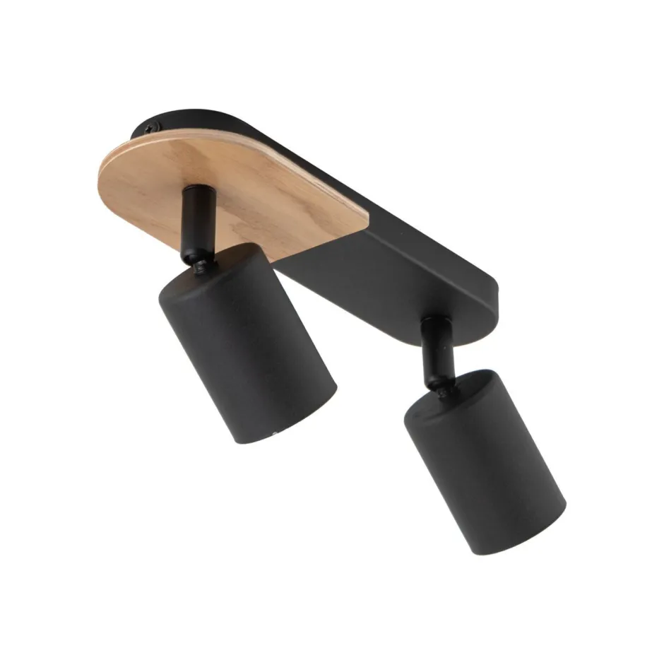 TK Lighting Deckenstrahler 2-flammig Metall Holz Schwarz Natur 35 cm< Deckenleuchten|Spots
