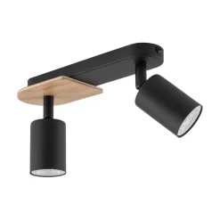 TK Lighting Deckenstrahler 2-flammig Metall Holz Schwarz Natur 35 cm< Deckenleuchten|Spots