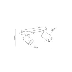 TK Lighting Deckenstrahler 2-flammig Metall Holz Schwarz Natur 35 cm< Deckenleuchten|Spots