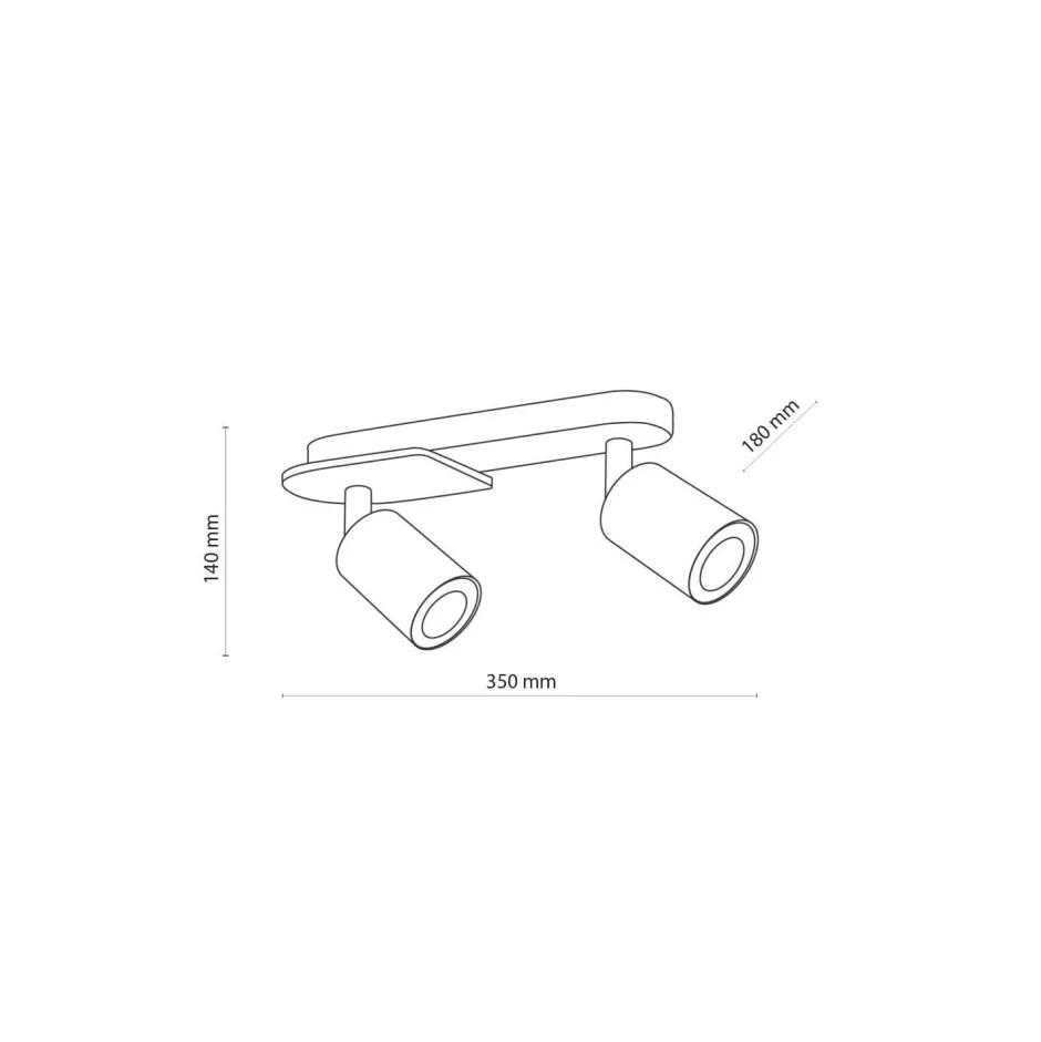 TK Lighting Deckenstrahler 2-flammig Metall Holz Schwarz Natur 35 cm< Deckenleuchten|Spots
