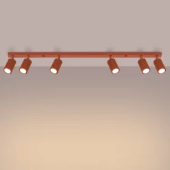 Flurlampen|Wohnzimmerlampen*Sollux Deckenstrahler 6-flammig Rot GU10 117 cm lang groß Aluminium