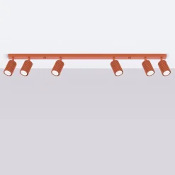 Flurlampen|Wohnzimmerlampen*Sollux Deckenstrahler 6-flammig Rot GU10 117 cm lang groß Aluminium