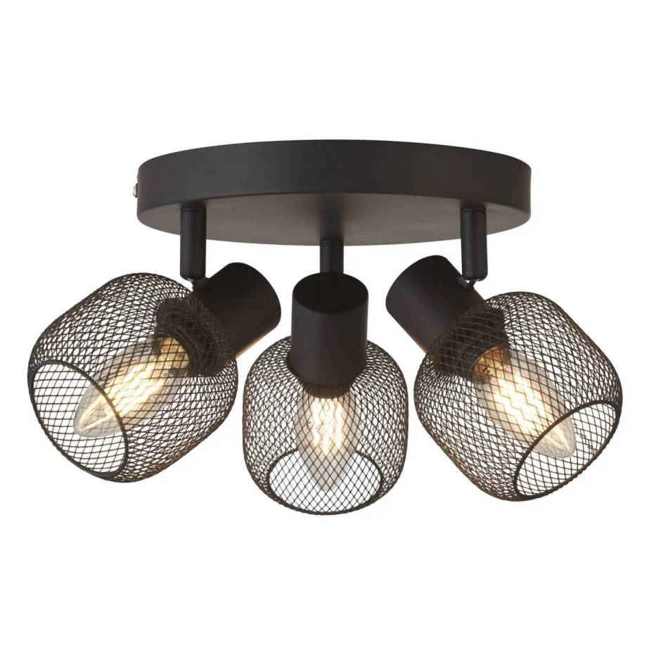 Searchlight Deckenstrahler 3-flammig Schwarz E14 D: 36 cm Metall< Deckenleuchten|Flurlampen
