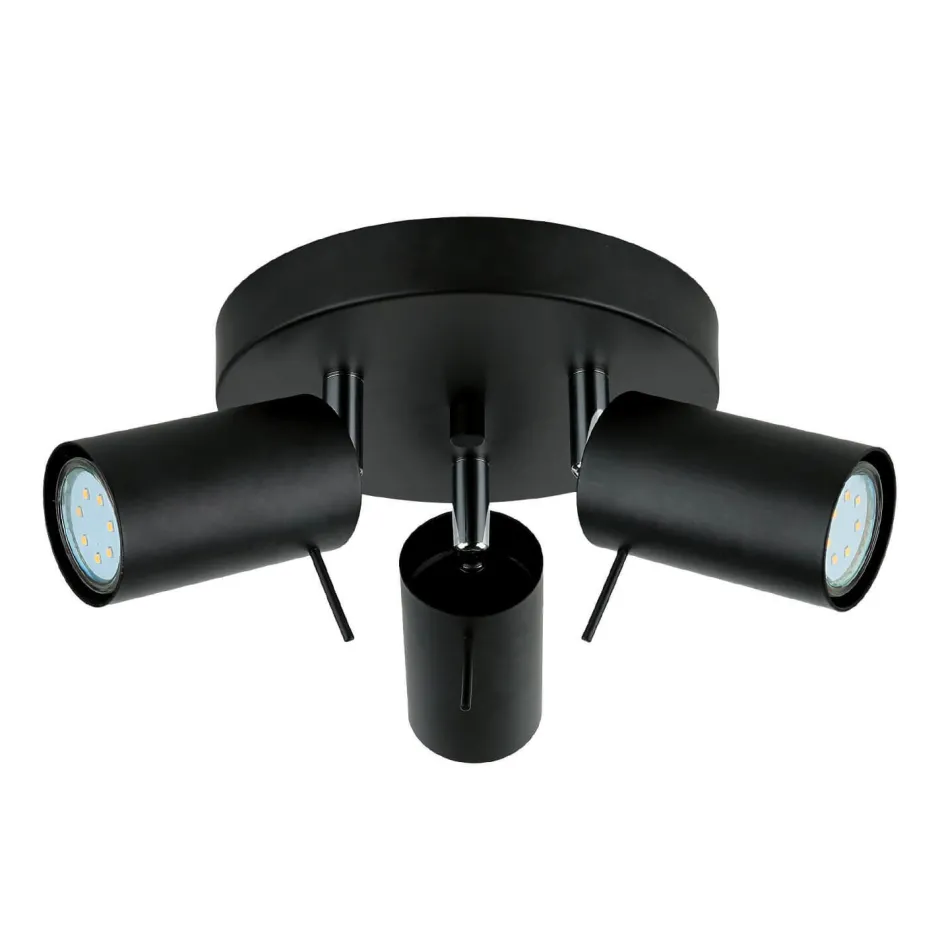 Deckenleuchten|Flurlampen*Easylight Deckenstrahler 3-flammig Schwarz Metall Ø 20 cm GU10