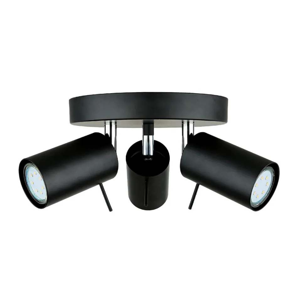 Deckenleuchten|Flurlampen*Easylight Deckenstrahler 3-flammig Schwarz Metall Ø 20 cm GU10