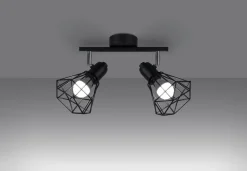 Sollux Deckenstrahler 2-flammig Schwarz Metall Käfig Schirm< Deckenleuchten|Flurlampen