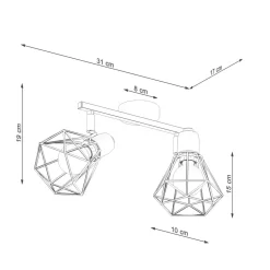 Sollux Deckenstrahler 2-flammig Schwarz Metall Käfig Schirm< Deckenleuchten|Flurlampen