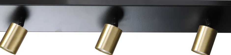 Wohnzimmerlampen|Esszimmer Lampen*Masterlight Deckenstrahler 3-flammig Schwarz Gold 70 cm Metall