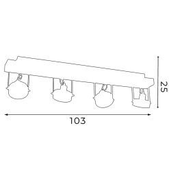 Luminex Deckenstrahler flexibel Holz Metall Schwarz 4-flammig< Spots|Flurlampen