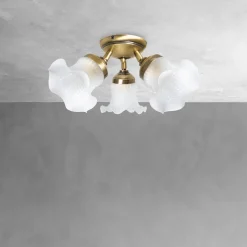 Deckenleuchten|Spots*Giovanni Battista Deckenstrahler Floral 3-flammig Messing Glas Ø 37 cm