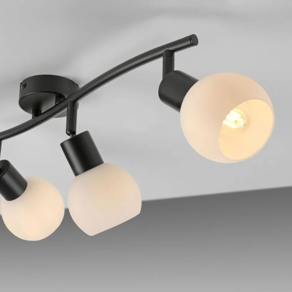 Flurlampen|Bürolampen*Just Light Deckenstrahler Glas Metall inkl E14 3000 K flexibel