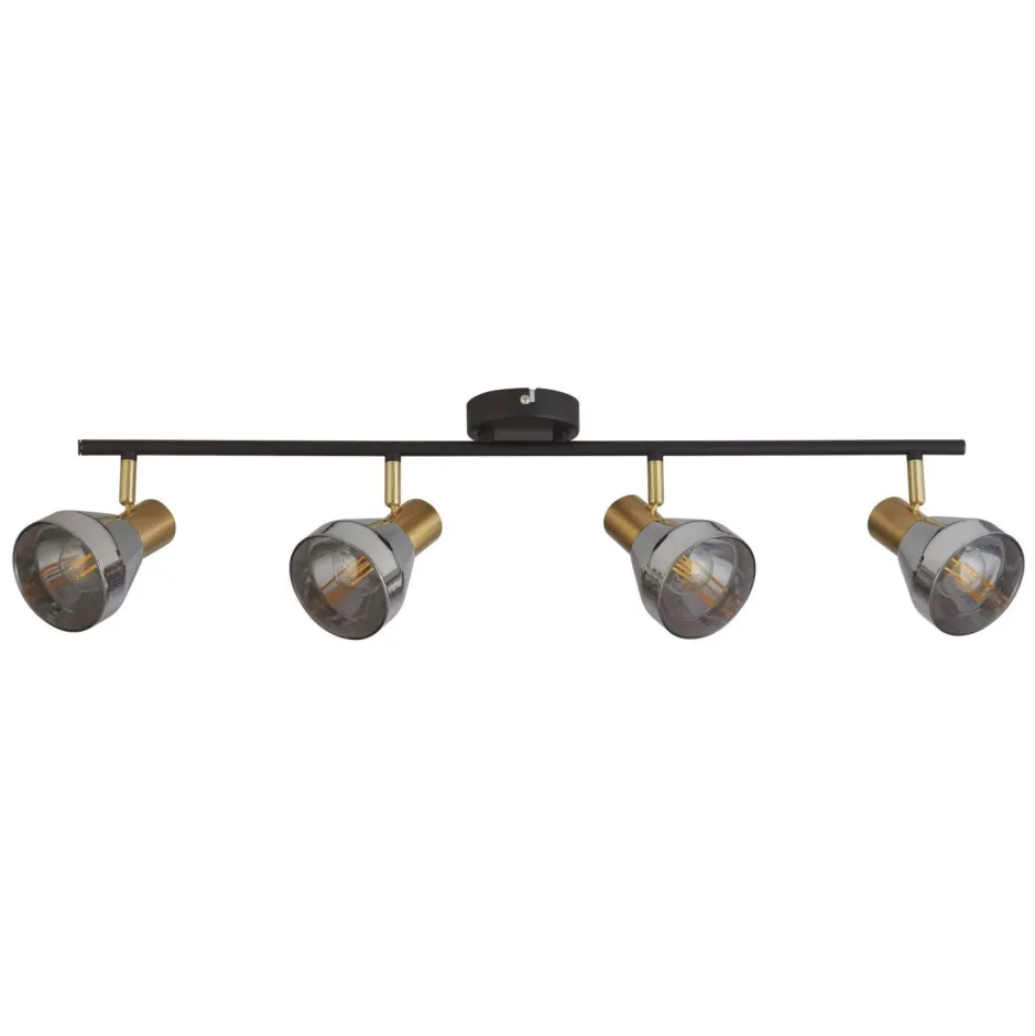 Searchlight Deckenstrahler Glas Metall B: 84 cm 4-flammig E14 verstellbar< Deckenleuchten|Flurlampen