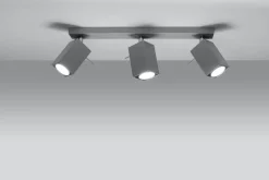 Deckenleuchten|Spots*Sollux Deckenstrahler Grau Stahl B:45cm eckig 3x GU10 FALERIA