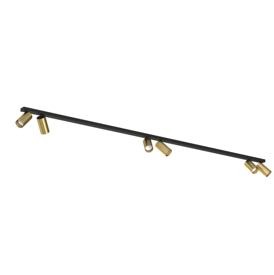 Nowodvorski Deckenstrahler groß 2 m lang 6-flammig GU10 Schwarz Messing< Wohnzimmerlampen|Metall Lampen