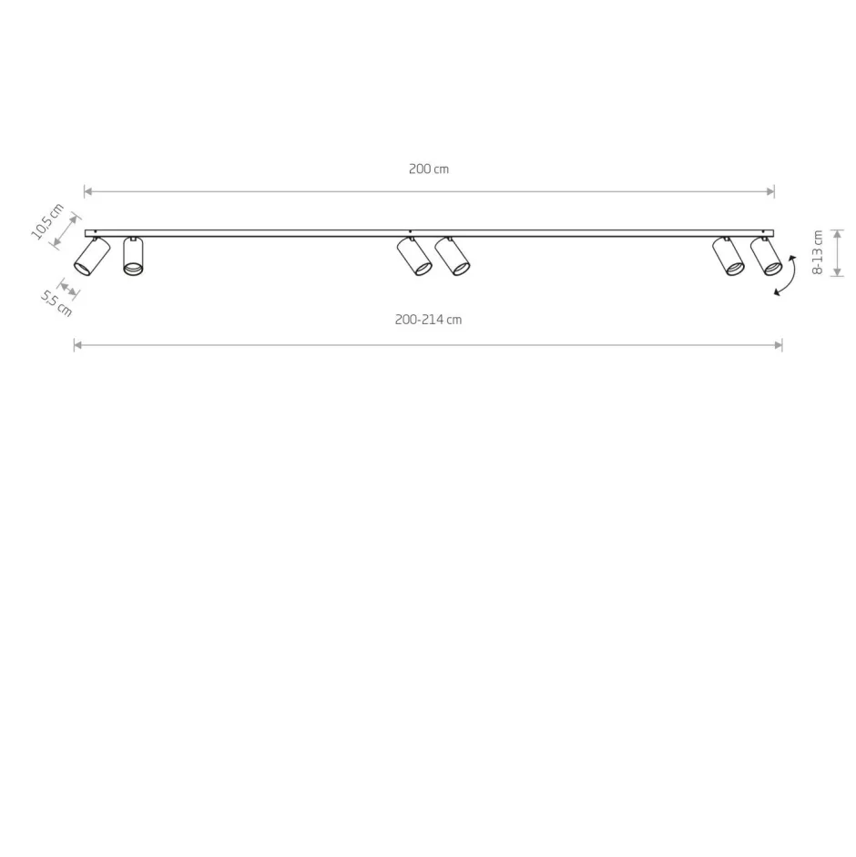 Nowodvorski Deckenstrahler groß 2 m lang 6-flammig GU10 Schwarz Messing< Wohnzimmerlampen|Metall Lampen