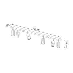 Sollux Deckenstrahler Holz 120 cm lang 6x GU10 verstellbar< Holzlampen|Moderne Lampen